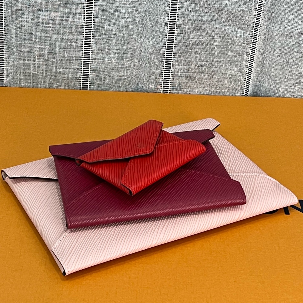 Louis Vuitton Red, Pink, and Burgundy Clutch Trio